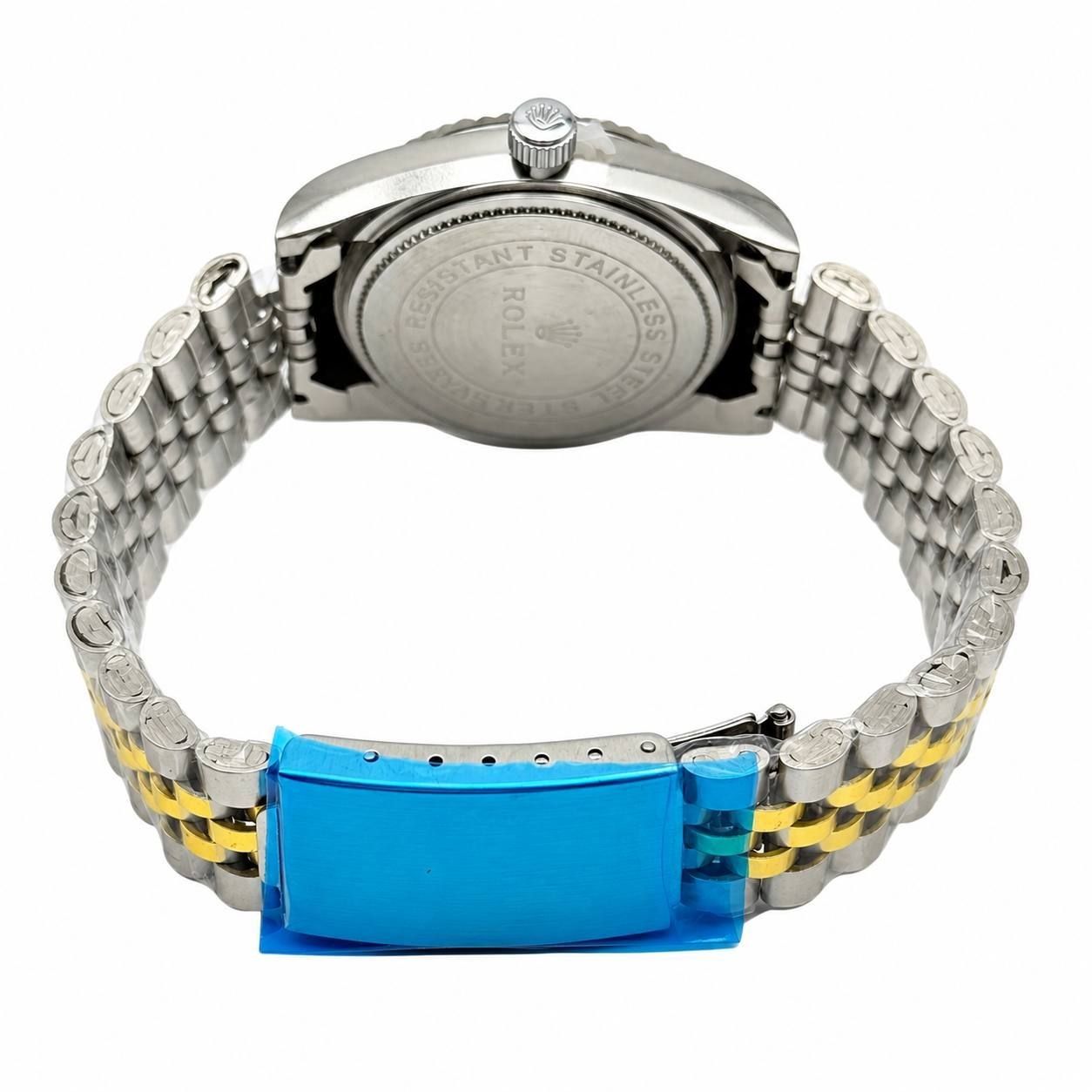 ساعت مردانه رولکس دیت جاست بند استیل نقرهای-طلایی صفحه صورتی (E) W1751 - تصویر 7