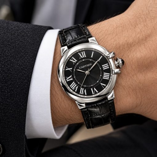 ساعت مردانه کارتیر بلن بلو چرم مشکی صفحه مشکی (ZZ) W1754 - تصویر 2