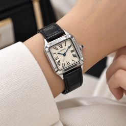 ساعت زنانه کارتیر مدل دمونت بند چرمی مشکی صفحه سفید (ZZ) W1764