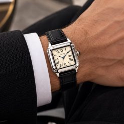 ساعت مردانه کارتیر مدل دمونت چرمی مشکی صفحه سفید (ZZ) W1763