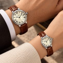 ساعت ست زنانه و مردانه کارتیر بلن بلو چرم قهوهای صفحه سفید (ZZ) W1755