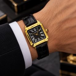 ساعت مردانه کارتیر مدل دمونت چرمی مشکی صفحه مشکی قاب طلایی (ZZ) W1763
