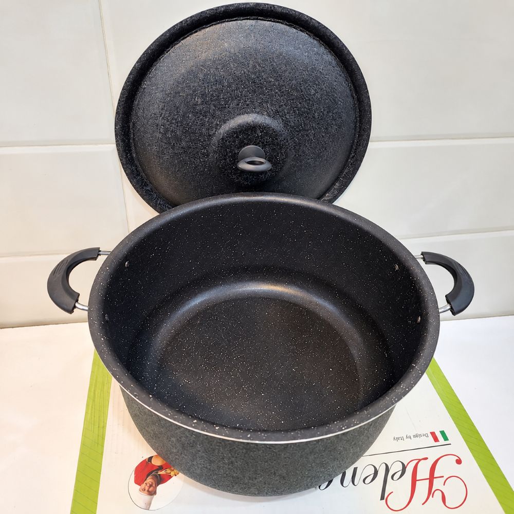 قابلمه تک سایز 42 گرانیتی 25 نفره هلنا مشکی چروک (AF) کد LGH106 - تصویر 5