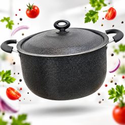 قابلمه تک سایز 34 گرانیتی 12 نفره هلنا مشکی چروک (AF) کد LGH102
