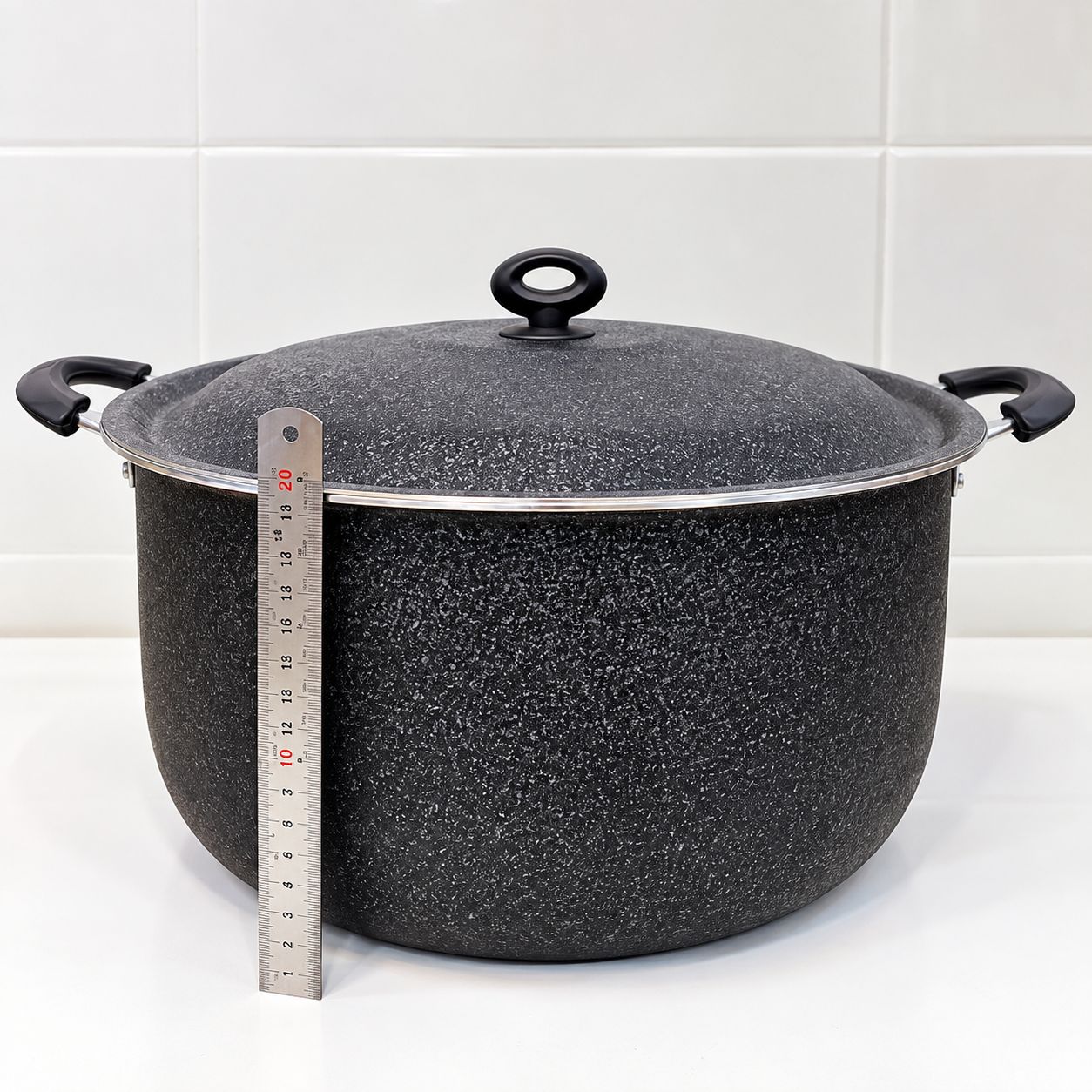قابلمه تک سایز 42 گرانیتی 25 نفره هلنا مشکی چروک (AF) کد LGH106 - تصویر 4