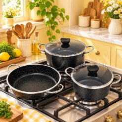 سرویس قابلمه 5 پارچه گرانیتی آپادانا رنگ نوک مدادی (AF) کد LGH114