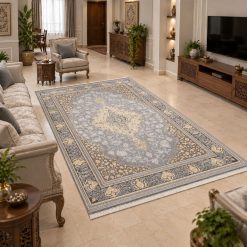 فرشینه اتاق و پذیرایی طرح کلاسیک طوسی ترمزدار (TI) کد F147