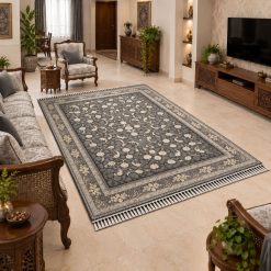 فرشینه اتاق و پذیرایی طرح کلاسیک طوسی تیره ترمزدار (TI) کد F148