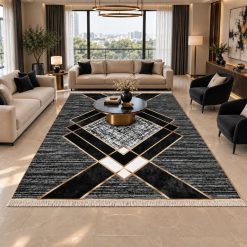 Alternative view of فرش اتاق و پذیرایی طرح مدرن رنگ مشکی استپ دار (TI) کد CR-D5617