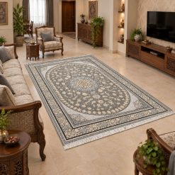Alternative view of فرش اتاق و پذیرایی کلاسیک رنگ طوسی کرم استپ دار (TI) کد 5680SX-L