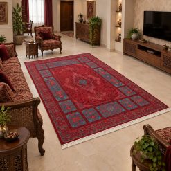 فرشینه اتاق و پذیرایی طرح سنتی رنگ قرمز لاکی ترمز دار (TI) کد F173