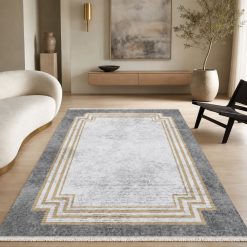 فرشینه اتاق و پذیرایی طرح مدرن خاکستری طلایی ترمزدار (TI) کد F137