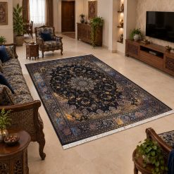فرشینه اتاق و پذیرایی طرح کلاسیک رنگ مشکی ترمز دار (TI) کد F198