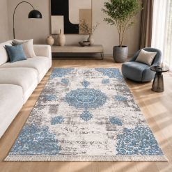 Alternative view of فرش اتاق و پذیرایی مدرن استپ دار رنگ آبی و طوسی (TI) کد CR-D5817