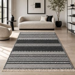 فرش اتاق و پذیرایی طرح مینیمال استپ دار رنگ زغالی (TI) کد 5715XL-QM