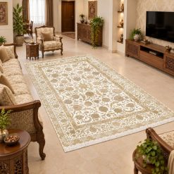 فرش اتاق و پذیرایی طرح کلاسیک کرمی استپ دار (TI) کد XRN-5749