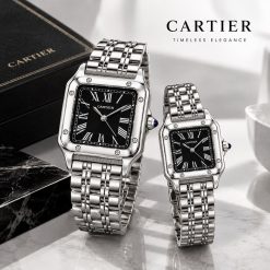 ساعت ست زنانه و مردانه کارتیر مدل دمونت بند فلزی صفحه مشکی (zz) W1759